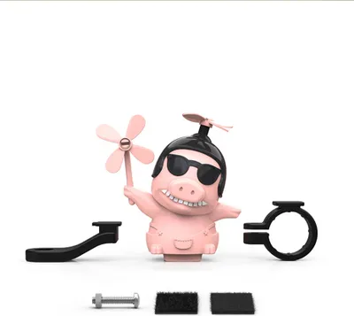 Image de Moto Moulin à vent Cochon Décoration Casque Rétroviseur Jouet Cochon Accessoires Rose