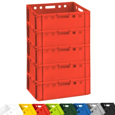Produktbild von 5x Fleischkiste E2 Fleischerkiste Eurobox 60x40x20cm lebensmittelecht, robust, stapelbar | Lagerkisten, Stapelkisten, Metzgerkiste Germany