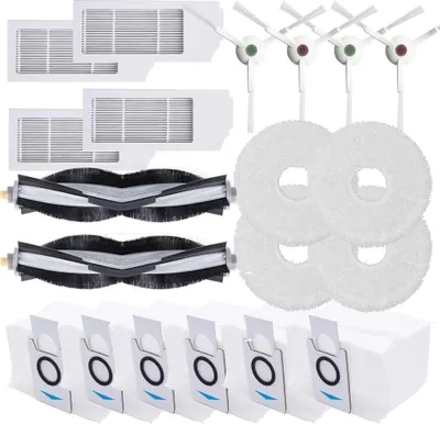 Produktbild von 20 Stück Ersatz-Zubehör-Set Kompatibel mit Ecovacs Deebot T20 Omni (2 Hauptbürsten, 4 Seitenbürsten, 4 Filter, 4 Reinigungsmopp-Pads, 6 Staubbeutel)