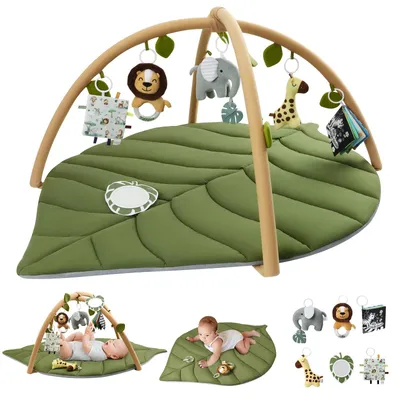 Produktbild von Spielbogen Baby, Übergroßes Blattförmiges Spieldecke Baby Gym Activity Decke mit 6 Abnehmbare Spielzeuge, krabbeldecke Unverzichtbare Babygeschenke