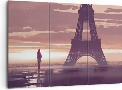 Produktbild von Bild auf Leinwand - Leinwandbild - Paris Stadt Nacht - 105x70cm - Wand Bild - Wanddeko - Wandbilder - Leinwanddruck - Bilder - Kunstdruck - Wanddekoration - Leinwand bilder - Wandkunst - CE105x70-4104