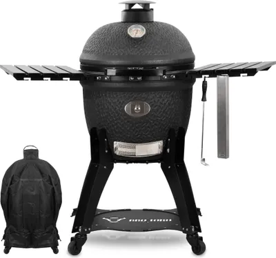 Produktbild von BBQ-Toro Kamado Grill Ø 56 cm "Yoru" Holzkohlegrill Keramikgrill mit Thermometer, Rädern, matt schwarz