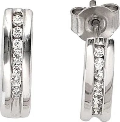 Produktbild von JOBO Halbcreolen 585 Gold Weißgold 14 Diamanten Brillanten 0,15ct. Ohrringe Creolen