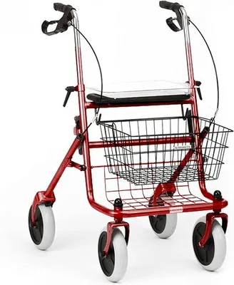 Image de Déambulateur avec panier et plateau, couleur rouge, 1 pièce