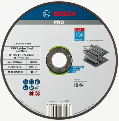 Produktbild von PRO Stainless Steel and Metal Trennscheibe, 180 x 1.6 x 22.23 mm, gerade, oSa