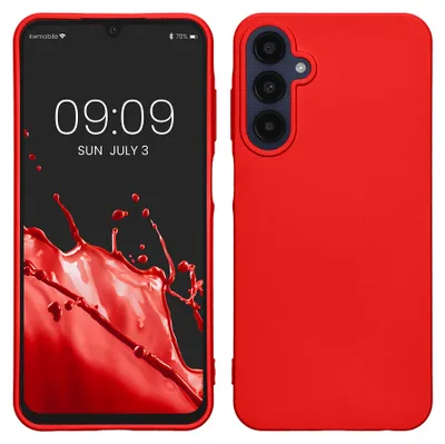 Produktbild von kwmobile Handyhülle für Samsung Galaxy A25 Hülle - Silikon Case metallisch schimmernd - Schutzhülle Cover - Metallic Dunkelrot