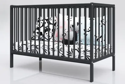 Łóżeczko niemowlęce Dominik 120x60 cm z gryzakami kolor antracyt + materac – zdjęcie produktu 1