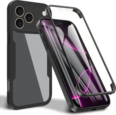 Image de Étui pour Apple iPhone 17 Pro Max - Coque intégrale Phonesta Slim Protect 360 Case avec protecteur d'écran - Noir