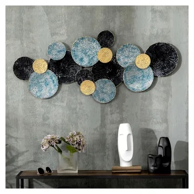 Produktbild von 3D Wandbild Wandornament Wanddekoration Metallbild Wandskulptur für Wohnzimmer Schlafzimmer Esszimmer Modern 121 x 53 cm