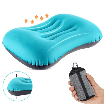 Imagen del producto de Cojín inflable para camping AIORBER, ultraligero, ligero y portátil, ideal para viajes, senderismo y camping, color azul, 52 x 32 x 12 cm