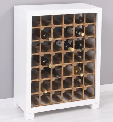 Immagine prodotto di Casa Padrino mobile da vino in legno massiccio bianco/naturale 68 x 35 x H. 68 cm - Portabottiglie in legno massiccio in stile country - Mobili bar in legno massiccio - Mobili bar in stile country