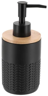 Image de TENDANCE | Flacon distributeur - Distributeur de lotion - Distributeur de savon - noir - 260 ml - en polyrésine - Distributeur de savon liquide - Décoratif