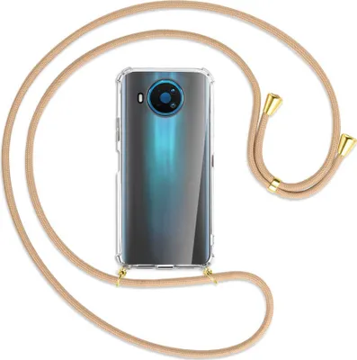 Produktbild von Handykette Backcover-Schutzhülle mit Band (Metall goldfarben) für Nokia 8.3 5G - beige