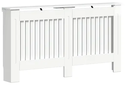 Image de vidaXL Couverture de radiateur blanc brillant 152 x 19 x 81,5 cm