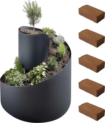 Produktbild von Kräuterspirale mit 5 Kokossteinen - 35 cm x Ø 55 cm - Platzsparendes Kräuterbeet für den Garten