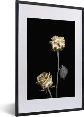 Produktbild von MuchoWow® MuchoWow® Gerahmtes Poster Blume - Weiß - Schwarz 40x60 cm - Poster mit zchwarzem Bilderrahmen - Poster in Rahmen