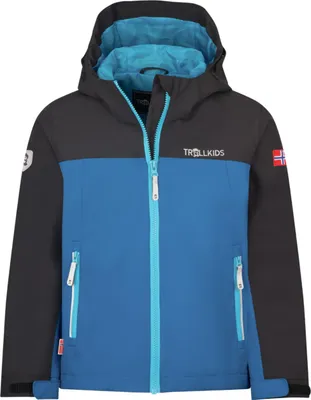 Produktbild von TROLLKIDS Telemark wasserdichte Kinder Outdoor Jacke mit Kapuze blau 128