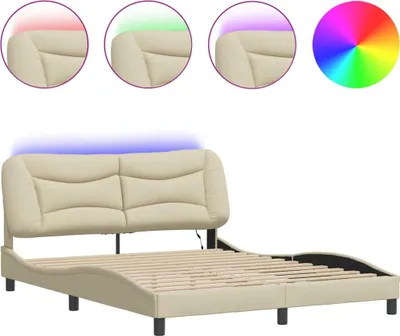 Produktbild von vidaXL Bettgestell mit LED ohne Matratze "Hvar" Creme 160x200 cm Stoff