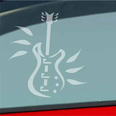 Produktbild von Auto Aufkleber Gitarre E-Gitarre Instrument Metal Rock 10x9 cm Milchglas Sticker Heckscheibenaufkleber