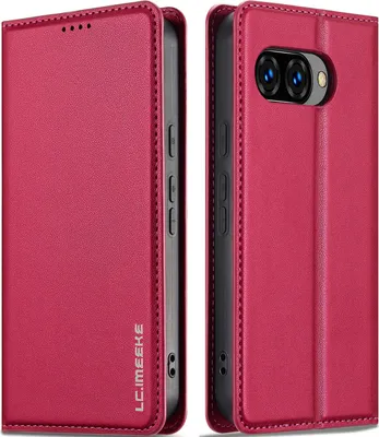 Produktbild von Handyhülle für Google Pixel 9A, Magnetische Flip Leder Hülle mit Kartenfach und Standfunktion Rot