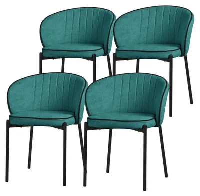 Produktbild von ML-Design Esszimmerstühle 4er Set Petrol Küchenstühle mit Stoffbezug Metallbeinen Wohnzimmerstuhl mit Rückenlehne Polsterstühle für Esszimmer & Küche