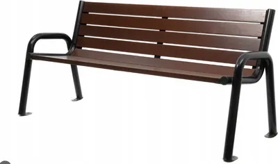 Produktbild von Parkbank Gartenbank Gestell Stahlbank Massivholz Kiefer Wetterfest Gartenmöbel 02003 PALISANDER