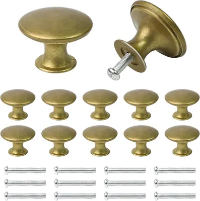 Produktbild von 12 goldene Vintage-Knöpfe, 3 x 2,1 cm, aus Zinklegierung und Eisen, für Schränke