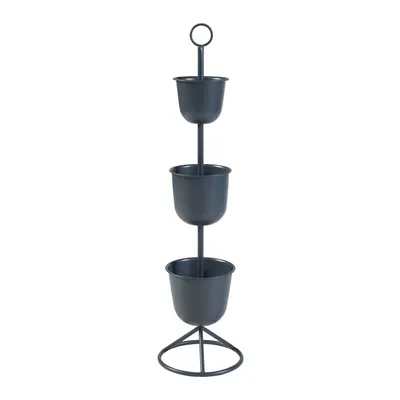 Produktbild von Blumenständer 'Alphen' 3 Töpfe 110x28cm Metall Schwarz