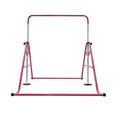 Obrázek produktu pro Gymnastická hrazda, nastavitelná výška 3,58 až 5,25 ft, maximální nosnost 220,5 lbs, skládací design, růžová, pro děti