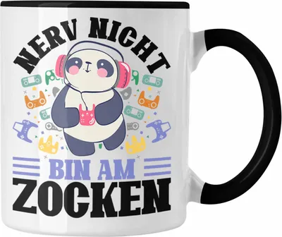 Produktbild von Trendation - Zocker Tasse Geschenk Nerv Nicht Bin Am Zocken Gamer Geschenkidee Lustiger Spruch Gaming (Schwarz)