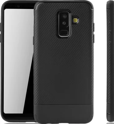 Produktbild von Samsung Galaxy A6 Plus 2018 Handyhülle Schutzcase Carbon Optik Bumper Schwarz