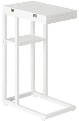 Klappbarer C-Beistelltisch, ausklappbar, 39x26x64 cm, weiß