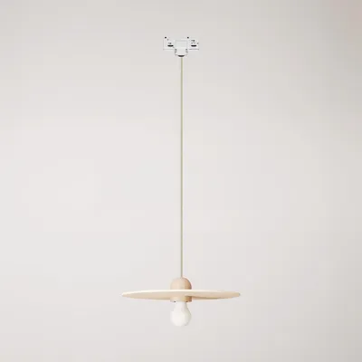 Image de Creative Cables - Lampe en bois sur rail avec câble textile et abat-jour UFO - ampoule incluse