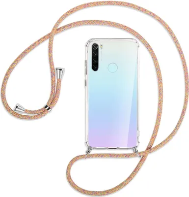 Produktbild von Handykette Backcover-Schutzhülle mit Band (Metall silberfarben) für Xiaomi Redmi Note 8 - Rainbow