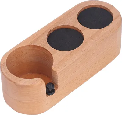 Zdjęcie produktu dla Stojak na tampery do filtrów do kawy Stojak na tampery do kawy Drewniana podstawa Stojak do przechowywania tamperów Buk 3 otwory 58 mm