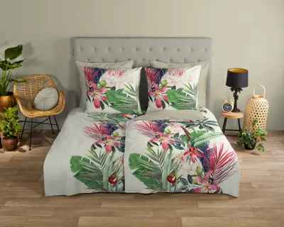 Produktbild von Good Morning Bettwäsche mit Blumen und Blättern - 200x200 cm - 100% Baumwolle