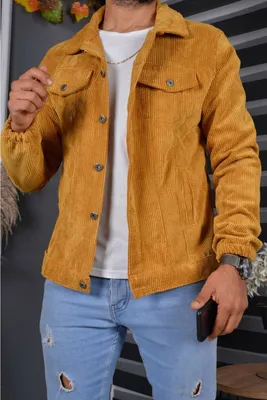 Produktbild von Megaman Jeans HJ-5549 Cordjacke Herren Jacke Übergangsjacke Cord Hemdjacke Übergangsjacke Senfgelb L