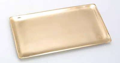 Produktbild von Kerzenteller rechteckig Messing Gold poliert (Innen 17 x 9 cm) für Kerzen, Hochzeitskerzen, Taufkerzen, Anlasskerzen