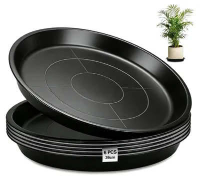 Obrázok produktu pre Elzusha – Plastové podstavce pod kvetináče, okrúhle, 6 kusov, priemer 36 cm