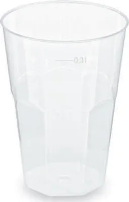Produktbild von 60x Mehrwegbecher Cocktail transparent PP Eichstrich 0,3 l  Ø 8 cm