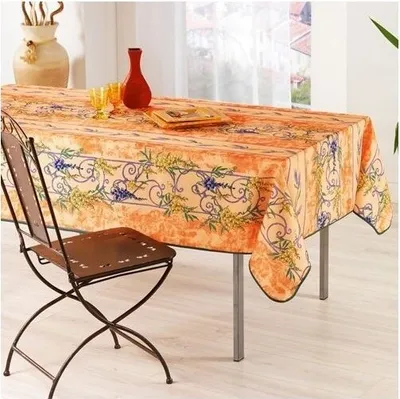 Zdjęcie produktu dla Prostokątny obrus prowansalski z poliestru w kolorze pomarańczowym glicynowym, 150 x 300 cm