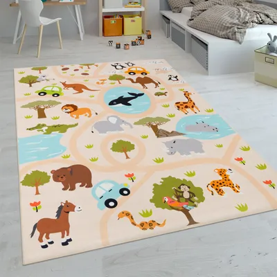 Produktbild von Kinder-Teppiche, Kurzflor-Teppiche für Kinderzimmer mit vers. Designs Spielteppiche Bunt Grösse 80x150 cm