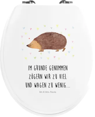 Produktbild von Mr. & Mrs. Panda Klodeckel Igel Herzen - Weiß - Geschenk, Vertrauen, Liebe, WC Sitz, Herz, Brille, Gute Laune, Leben, WC-Sitz, Toiletten-Sitz, klo deckel