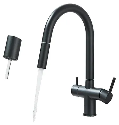 Obrázek produktu pro Kuchyňská baterie, výsuvná sprchová hlavice, dvouúchytková, černá