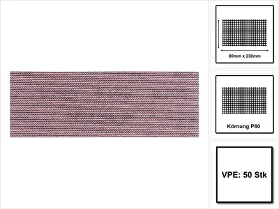 Produktbild von Mirka Abranet 80 x 230 mm Grip Schleifstreifen P80, 50 Stück