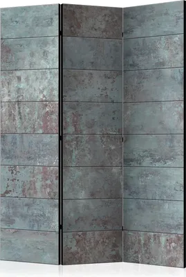 Produktbild von 3-teiliger Einseitiger Vlies Paravent - Turquoise Concrete 135x172 cm Muster f-A-0161-z-b
