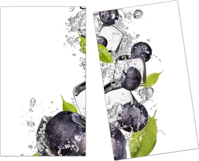 Produktbild von Spritzschutz Herdabdeckplatte Schneidebrett aus Glas Heidelbeeren im Wassersplash 2-Teilig (60x52cm)