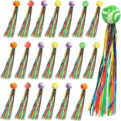 Productafbeelding van Kleurrijke springballen voor kinderen - Set van 20 - Speelgoed met kleurrijke banden - Kinderverjaardagscadeautjes