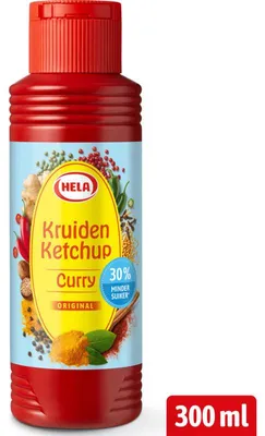 Image de Hela Kruiden Ketchup Curry 30% moins de sucre, 300 ml - épicé et réduit