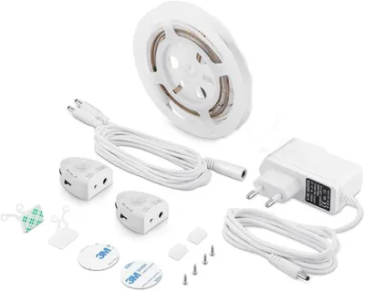Produktbild von LED Streifen mit Bewegungsmelder Nachtlicht warmweiß 120cm Weiß | 1 LED Streifen, Bewegungssensor, dimmbar, Timer, Nachttischbeleuchtung, Bettbeleuchtung